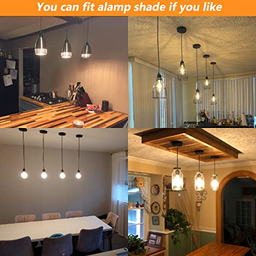 Elibbren Industrial Mini Pendant Light Kit E26 E27 Base Edison Vintage Style Black Cord Hanging Light Fixture With Ul Lamp Holder For Kitchen Bedroom Home Corridor Studio Office 4 Pack #TOP1