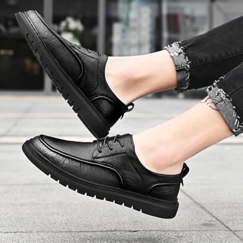 Mens Leather Dress Oxfords Shoes Casual Low Top Non-Slip Round Toe Derby Shoes for Formal Business Wedding3