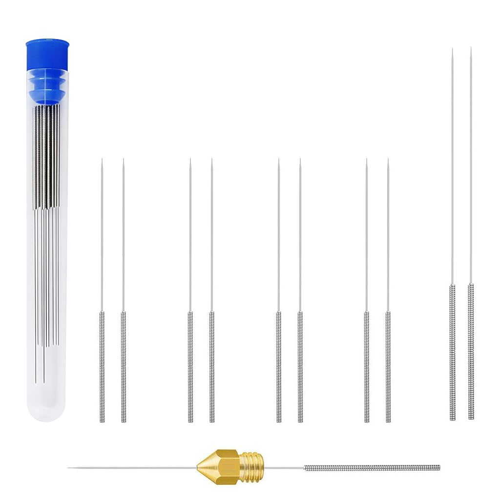 Serplex® 3D Printer Nozzle Cleaning Needle Kit 10Pcs, 0.2-0.4mm Stainless Steel Unclogging Pins Set with Storage Tube, Precision Cleaning Tools for PLA ABS PETG Filament FDM 3D Printers-image-19
