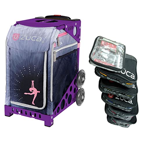 ZUCA Ice Dreamz Lux Sport Insert Bag with Purple Frame and Special Set of 5 Packing Pouches + Toiletry Bag Bundle