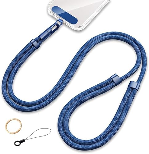 Casecret Cordino per Cellulare Universale Collana per Cellulare Telefono Regolabile Cordino da Collo Catena con Patch Nylon Compatibile con iPhone 17 Samsung per Sport Viaggi Outdoor Uomo Donna Blu