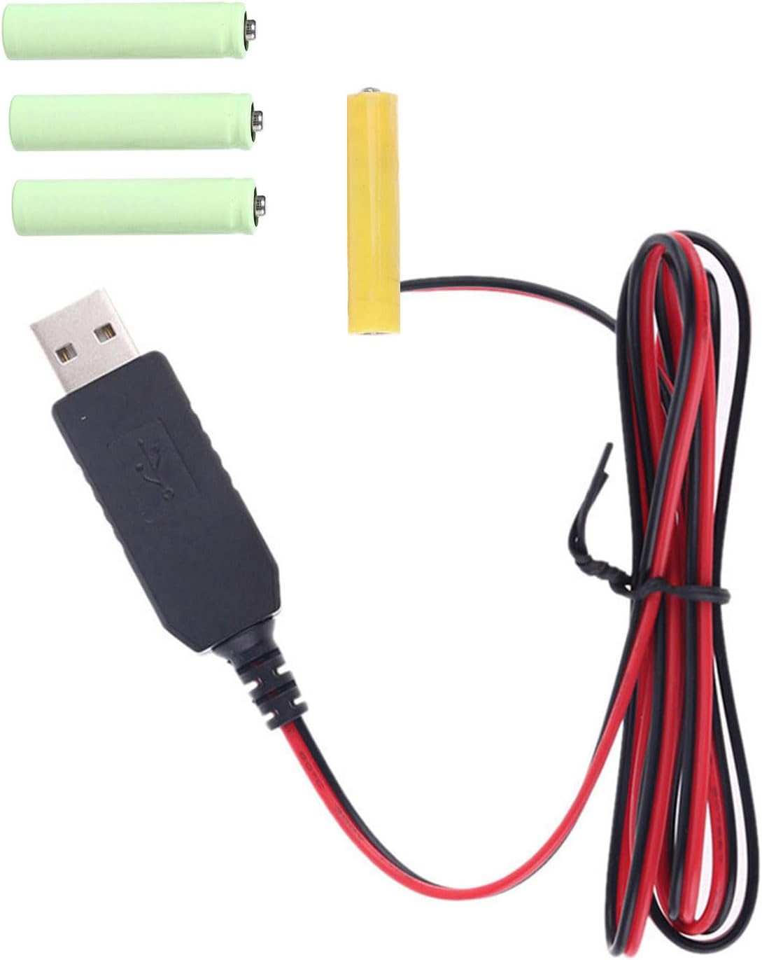 3A Virtual Battery Adapter USB Power Supply Cable Cord Replace 4x 1.5V LR03 3A Batteries for Remote Toy LED Lights USB Power Converter Wire Virtual Battery Elimination Line