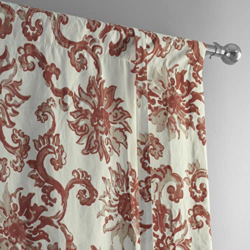 Image of HPD Half Price Drapes Room Darkening Tie Up Curtains 46 X 63 Inch Indonesian Printed Cotton Window Roll Up Balloon Curtain for Living Room, Kitchen PRTW-TUD40A-63 (1 Panel), Indonesian Rust