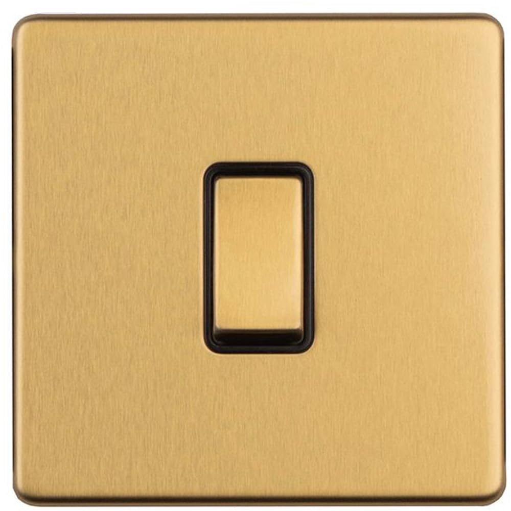 1 Gang 20A Single Light Switch SCREWLESS Satin Brass 2 Way Slim Rocker Plate - Decorative Appliance Switch Wall Plate