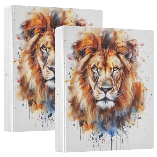 Classeur scolaire lion aquarelle blanc 3,8 cm pour les cours du collège