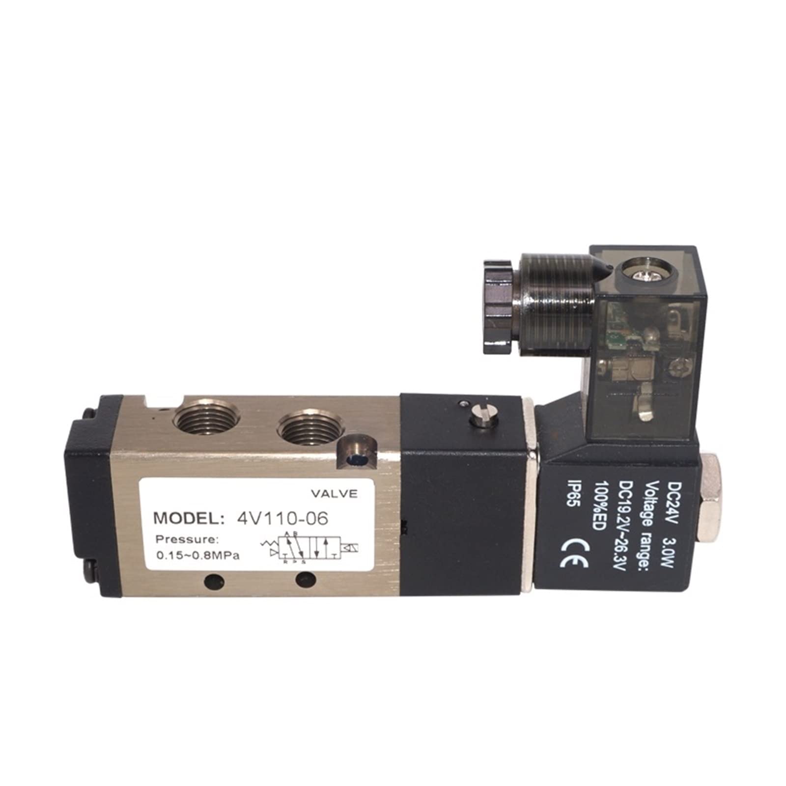4V110-06 - Electroválvula neumática de 5 vías, 2 posiciones, gas, neumática, eléctrica, electroválvula, 12 V, 24, 220, bobina, voltios, 4 mm, 6, 8 mangueras, 1 pieza (4V110-06 AC220V, con accesorios