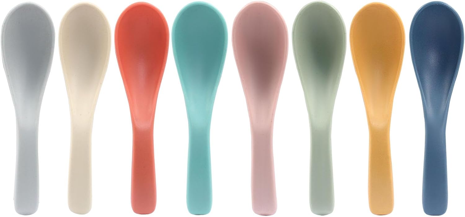 Murtenze 8Pcs Wheat Straw Soup Spoons Set, 6 Inch, 8 Colors