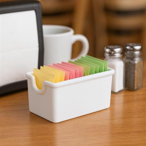 TrueCraftware-Set of 12 Sugar Packet Holder Plastic White Color -Sugar Caddy Holder for Sweetener Packets Organizer Caddy for Coffee Bar Tea Bag Organizer for Table Restaurant Hotel