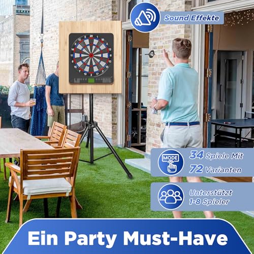 Elektronische Dartscheibe I E-Dartboard für Erwachsene I 12 Dartpfeilen & Ersatzspitzen I Geeignet für Partys und Spieleabende