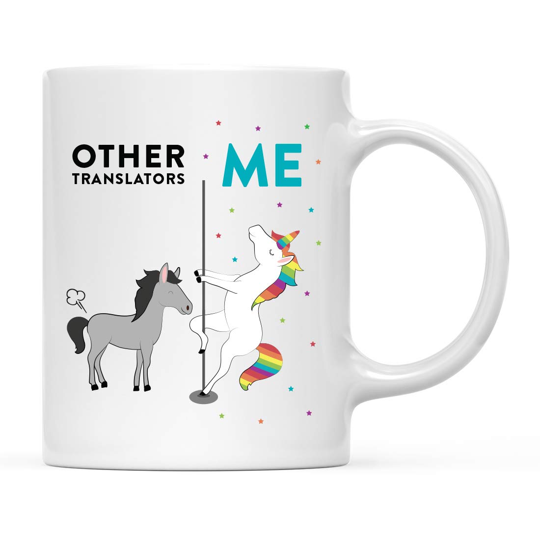 Andaz Press Funny Quirky 11oz. Ceramic Coffee Tea Mug Thank You Gift, Other Translators Me, Horse Unicorn, 1-Pack