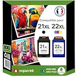 Pack de 2 cartouches compatibles pour imprimantes Pour HP : 1 noir 21XL et 1 couleur 22XL