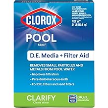 CLOROX POOL&Spa D.E. Media + Filter Aid, Removes Small Particles and Metals from Pool Water, 24 LB