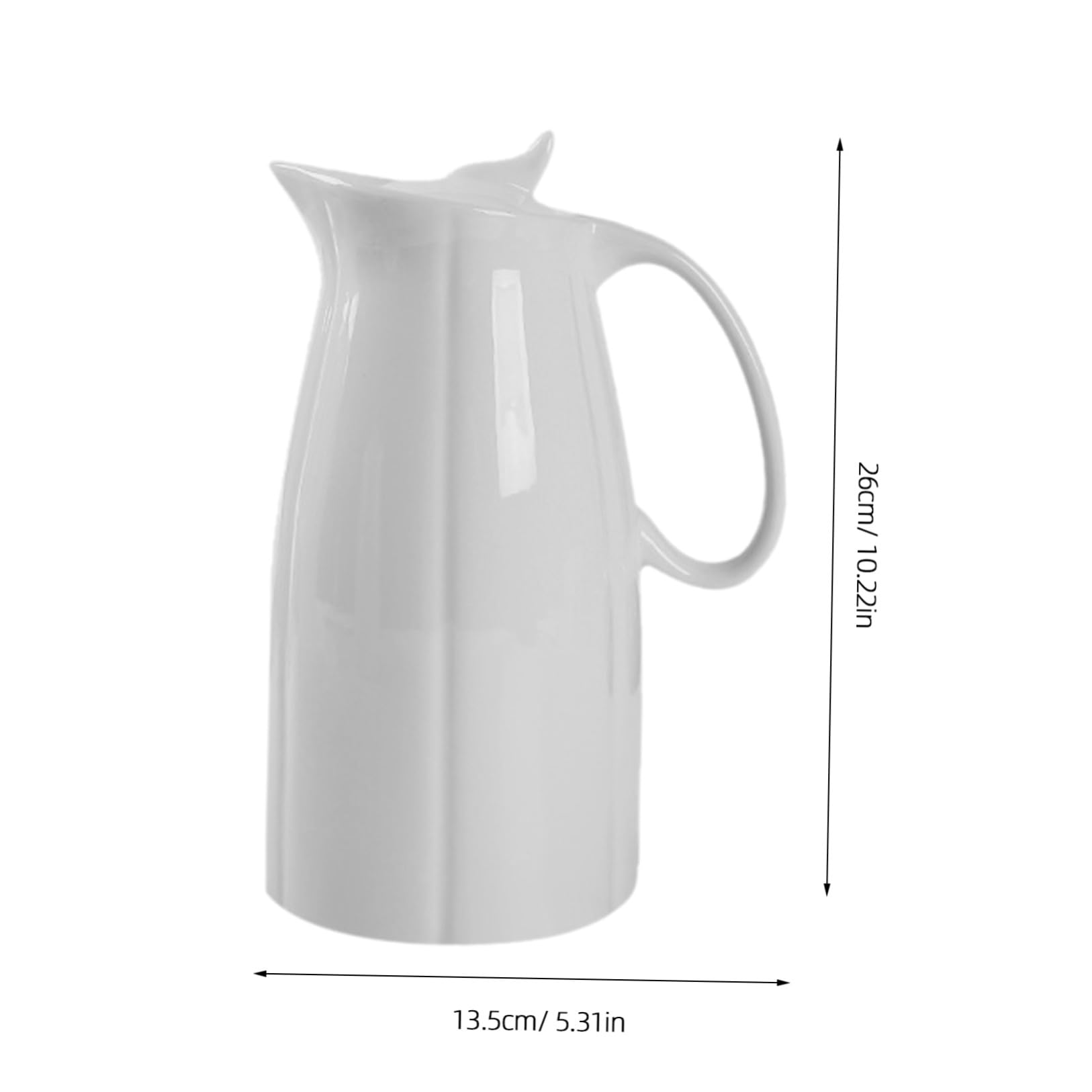 Brocca in Bianca da 2300ml con Manico per Tavola | Brocca da Tavolo, Capacità 0, 6 , Bocca Stretta e Fondo Rotondo, Finitura Opaca Liscia