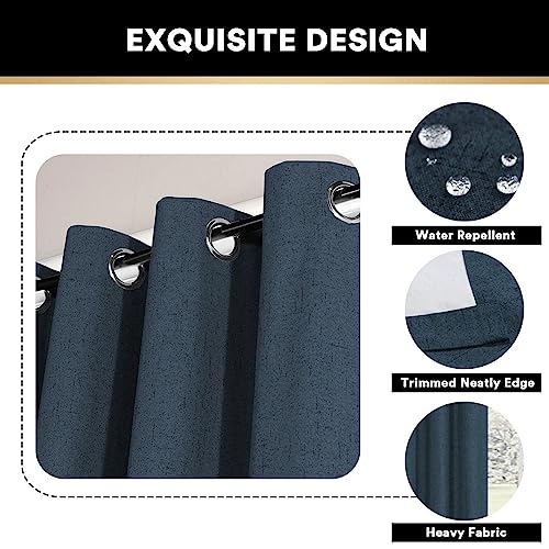 Image of PrinceDeco 100% Blackout Curtains 54 inch Long for Dining Room Soundproof Window Treatment Drapes for Nursery Thermal Insulated with White Liner Short Textured Grommets Curtains 2 Panels Set,Navy