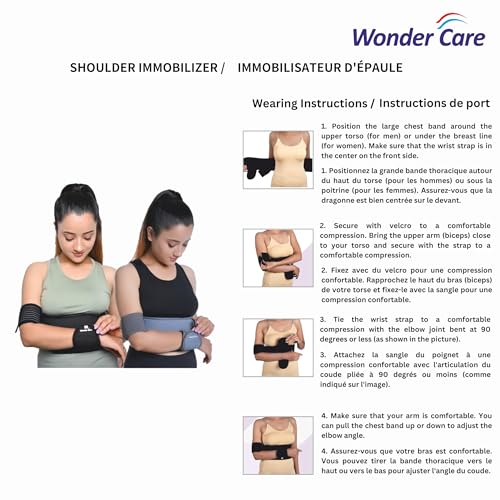 Wonder Care Grey shoulder immobilizer – arm immobilizer | breathable brace elbow | immobilizer shoulder for broken fractured arms
