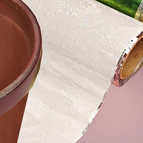 Premium Floral Foil Wrapping Paper - 20 Inches By 10 Yards (White)