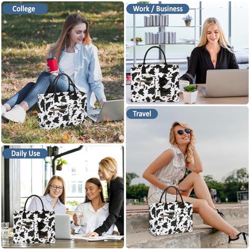 Canvas Tote Bag for Women, Large Work Tote Bags with Compartments, Zipper Crossbody Handbag for Teacher, College4