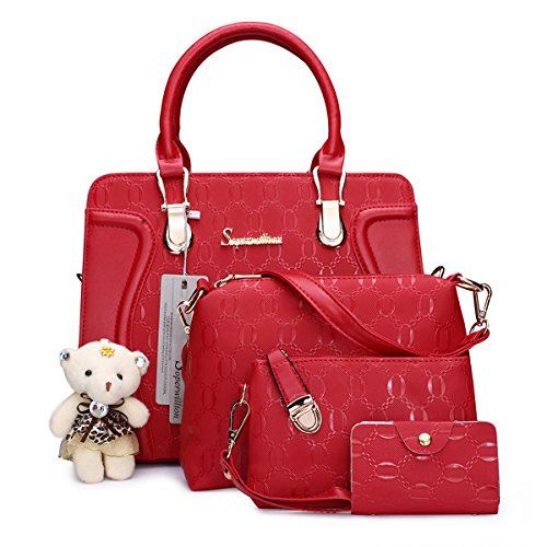 Women's Fashion Handbags Tote Bags Shoulder Bag Top Handle Satchel Purse Set 4pcs