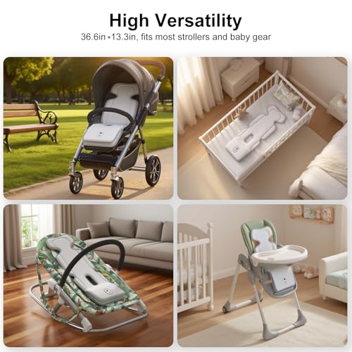 AMACOOL Baby Stroller Cooling Pad, 3D Breathable Carseat Cooling Pad with 2 Built-in Blower, Max 10H Ventilation 3 Speeds 10000mAh Rechargeable Cooling Mat Liner for Toddler Baby Summer Essentials - Thumbnail 3