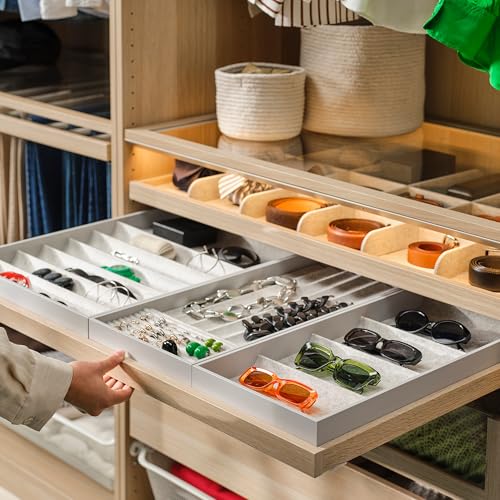 Plateau coulissant avec insert KOMPLEMENT en chêne teinté blanc durable