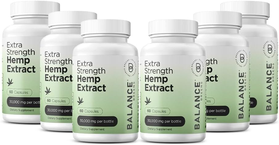 Balancebreens Hemp Extract 30,000mg per Bottle, 60 Capsules – Rich in Omega 3-6-9 Fatty Acids, Supports Brain Function & Immune Health
