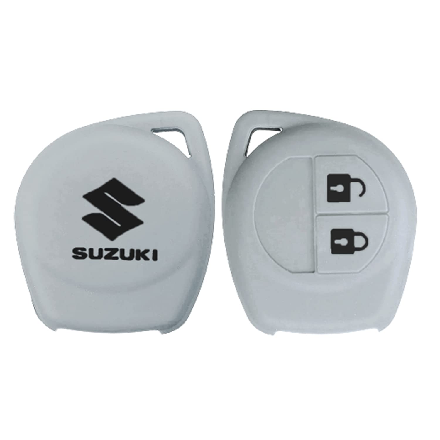 ACUTAS Silicone Car Key Cover for Maruti Suzuki S Presso,Swift,SX4,DZire,Ignis,Alto,Vitara Brezza,Celerio,Ertiga,Ciaz,SCross,Baleno,Ritz 2 Button Key Cover (for Maruti Light Grey)