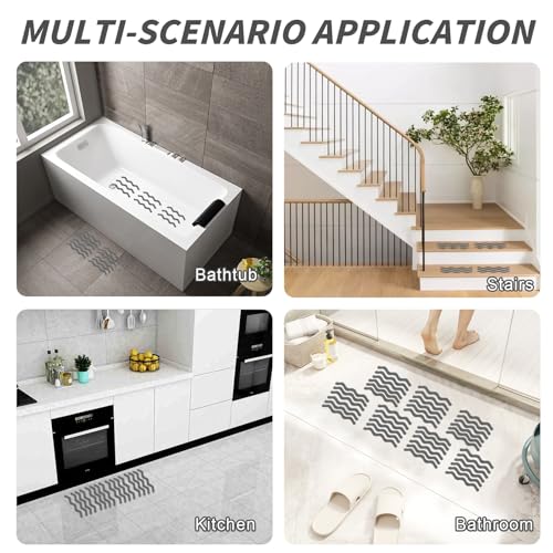 momgyaamz Stufenmatten Selbstklebend, Treppenteppich Selbstklebend für Treppen, Bäder, Küchen und Saunen, Treppenstufen Antirutsch 72 Stück, Antirutsch Treppe 18 * 1.3 cm, Treppen Rutschschutz Grau