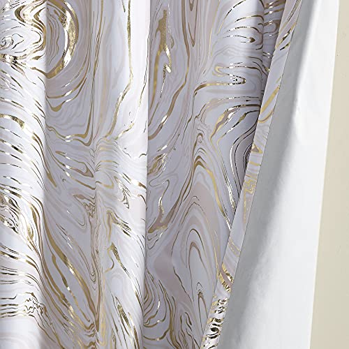 Intelligent Design Rebecca Total Blackout Curtains Metallic Marble Print, Light Blocking Single Window Drape For Bedroom, Apartments, 84" Panel, Blush/Gold #TOP5