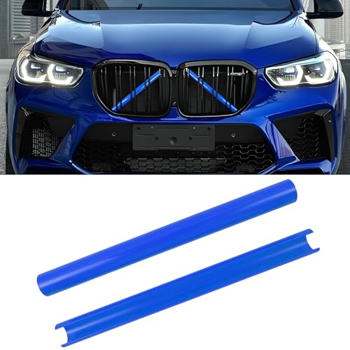 Image of V Brace Wrap Covers Compatible with BMW Grille Inserts StripesWrap | Blue Grill Inserts Compatible with BMW G01 G02 G05 G06 G07 F15 F16 F25 F26 E70 For X3 X4 X5 X6 X7 Series Accessories