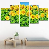 SIGNWIN 5 Panel Canvas Wall Art Modern Art Bohemian Bouquet Colorful Cool Floral Group Multicolor Photography Realism for Home Decorations Ready to Hang - 60
