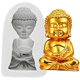 AA MINFEIDMS Estatua de Buda Moldes de Silicona Fondant para Decoración de Pasteles Cupcake Topper Chocolate Goma Paste Candy Polímero Arcilla