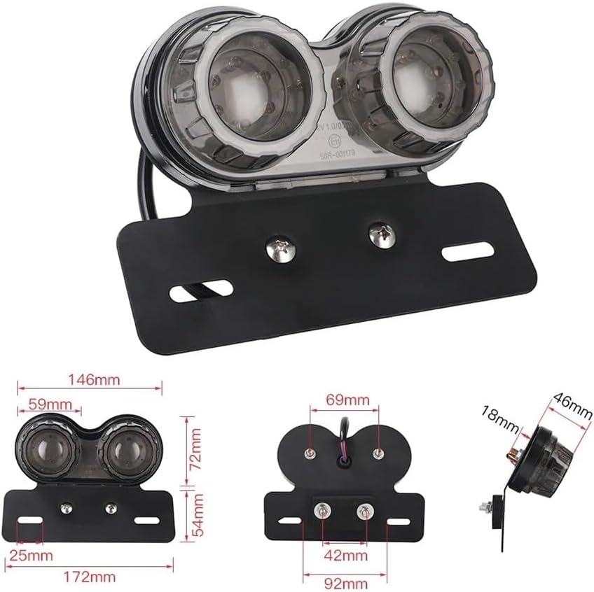 バイクのテールブレーキライト オートバイテールライト多用途クルーズ改造LEDステアリングブレーキライトベルトタグホルダー付きほとんど