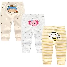 Unisex Newborn Baby Cotton 4-Pack Pants Embroidery Pringting Casual Leggings 0-24 Months for Boys and Girls