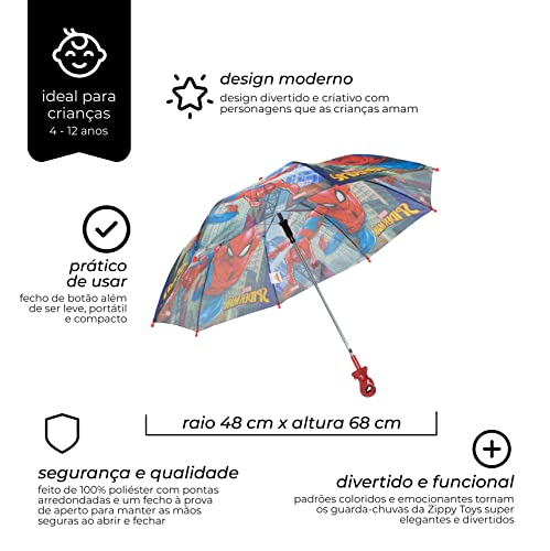 Guarda-Chuva Automático Infantil de 4 a 12 anos, Homem Aranha