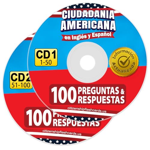 Ciudadania Americana - 2-Cds - English and Spanish - Ingles y Español - with all Official 100 Uscis Questions & Answers Usa Naturalization Civic Question
