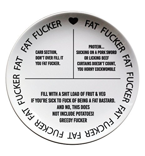 Fat Fucker Dinner Plate, Dietitian Developed for Portion Control, All Natual Weight Loss, Meal Measure Portion Control, Weight Management Plate, Diet Weight Loss Aid, Ceramic Plate 9.375''