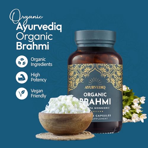 Ayurvediq Organic Brahmi Capsules x60 Vegan Capsules - 600mg Bacopa Monnieri Capsules High Strength Stress, Anxiety & Memory Support Supplements - Health and Wellbeing Supplements, Ayurveda Products - Image 3