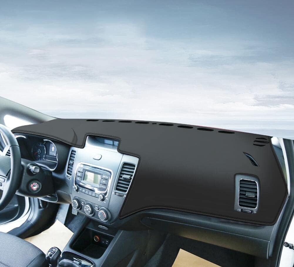 Black Leather Car Dash Mat Dashboard Cover Dash mat Interior Pad for Kia Forte 2014-2018