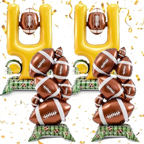4 Pcs Football Party Decorations Giant Self Standing Foil Football Balloons