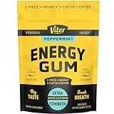 Viter Energy 60mg Caffeine Gum (Peppermint Flavor, 180 Pieces) - Sugar Free, Vitamin B3, B6, B9, B12, Zero Calories, Caffeinated Energy Chews, Nootropic Focus Supplement for Men & Women