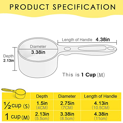 SUPERDESIGN 1 Cup Dog Food Scoop for Container Melamine Measuring Scoop for Dogs Cats Birds and Rabbits Pet Food Feeding Scoop Dishwasher Safe - Yellow