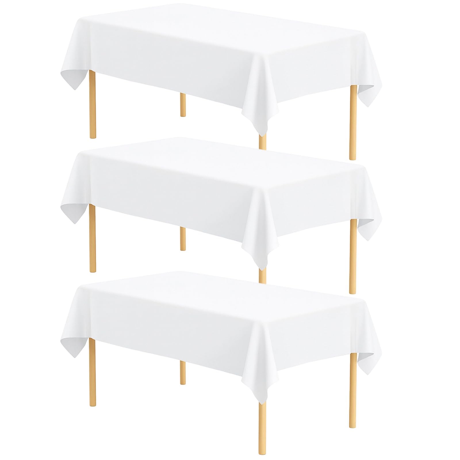 3 Pack White Table Cloth, 54x72 Inch Rectangle Table Cover for Party Dining Wedding, PEva Material Washable Tablecloth, White Table Cloths Rectangle, Paper Table Cloths