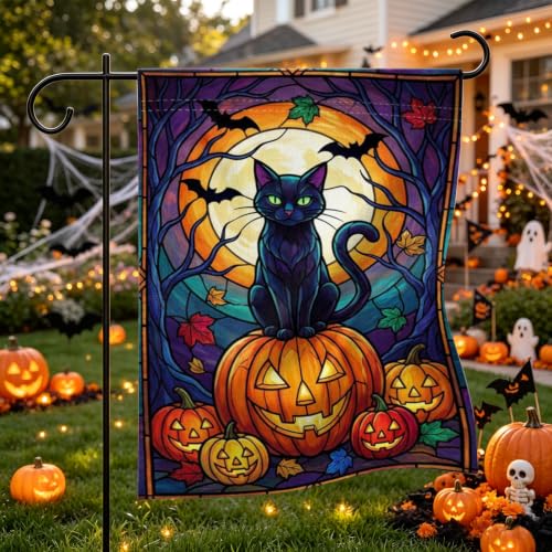 Halloween Black Cat Garden Flag 12x18 Inch Spooky Pumpkin Outdoor Yard Flag - image 2