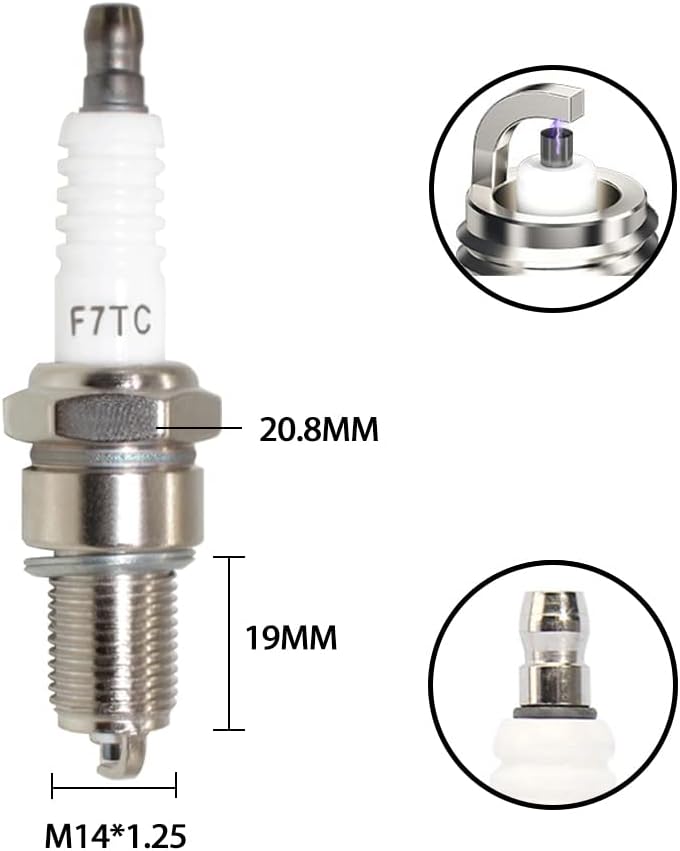 F7TC Spark Plug Compatible with GX120 GX160 GX200 GX240 GX270 GX340 GX390 4-Stroke Engine Generator Lawnmower Chainsaw Tractor Water Pump Rototiller Go Tillage Polishing Machine (Pack of 2)