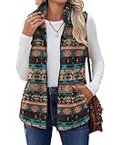 ABINGOO Chaleco de Felpa Mujer Chaqueta Sin Mangas Cálido Cuello Alto Otoño Invierno Ligero Cremallera Peluche Abrigo con Bolsillos(Marrón,M)