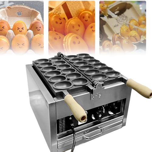 CHONGHAN Gaufrier à Bulles 1800 W, gaufrier en Forme d'œuf, gaufrier Rond farci, Chauffage Double Face, avec retournement à 180 °, 50-300 ℃ / 122-572 ℉ réglable, contrôle du Temps, pour Restaurants
