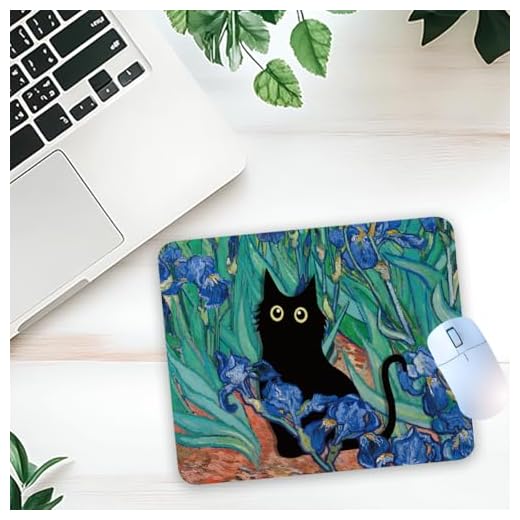 1 Pcs Cute Black Cat Flower Non-Slip Rubber Mouse Pad for Home Office Desk Laptop Desktop Gifts for Women Girls Boss Adults Supervisor