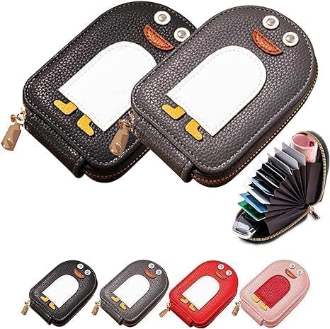 Cute Penguins PU Credit Card Coin Wallet Women's Leather Card Holder with 11 Slots Creative Cartoon Penguin Design, Portable Multi-Color Accordion Style Coin Purse (Multicolor)(Pack of 1)-image-32