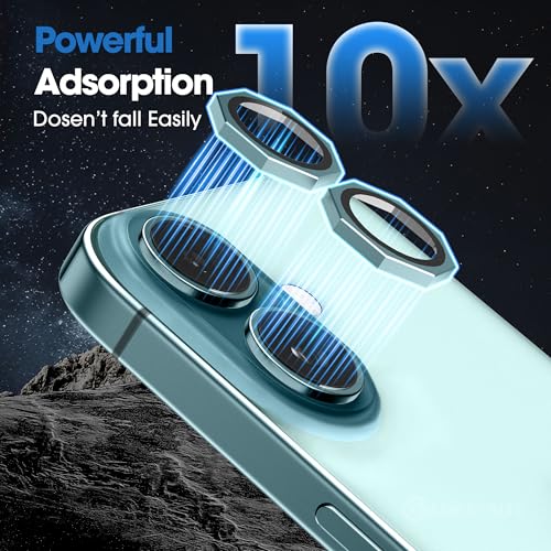 Image of GadgetBite Snaptra Octagon Lens Protector Compatible With iPhone 16 & iPhone 16 Plus - 9H Tempered Glass Camera Cover with Metal Ring, Scratch-Resistant,Camera Lens Protection - Teal