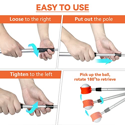 Speensun Golf Ball Retriever Telescopic,Golf Ball Water Retriever,Max 12Ft Lightweight Aluminum Alloy Golf Ball Grabber,Not Easy To Break And No Corrosion Golf Ball Retriever For Water And Bushes #TOP3